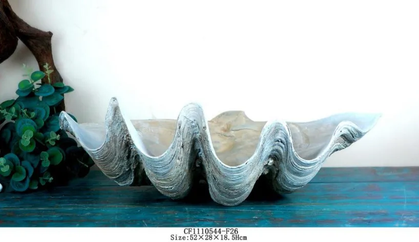 Garden Giant Clam Shells Statue Sea Shell Planter Decor Wholesales Artificial Resin 30% Deposit Artistic 100PCS Nature details