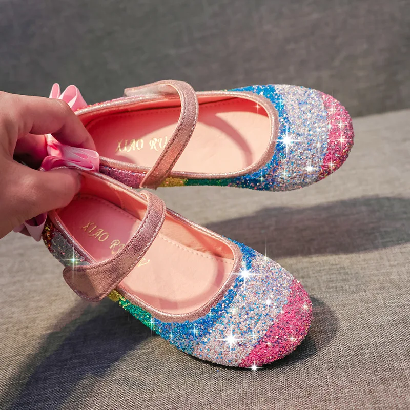 Little Heel Party Wedge Wheel Korea Orthopedic Glitter Formal Dress Girl Children Fancy Stock