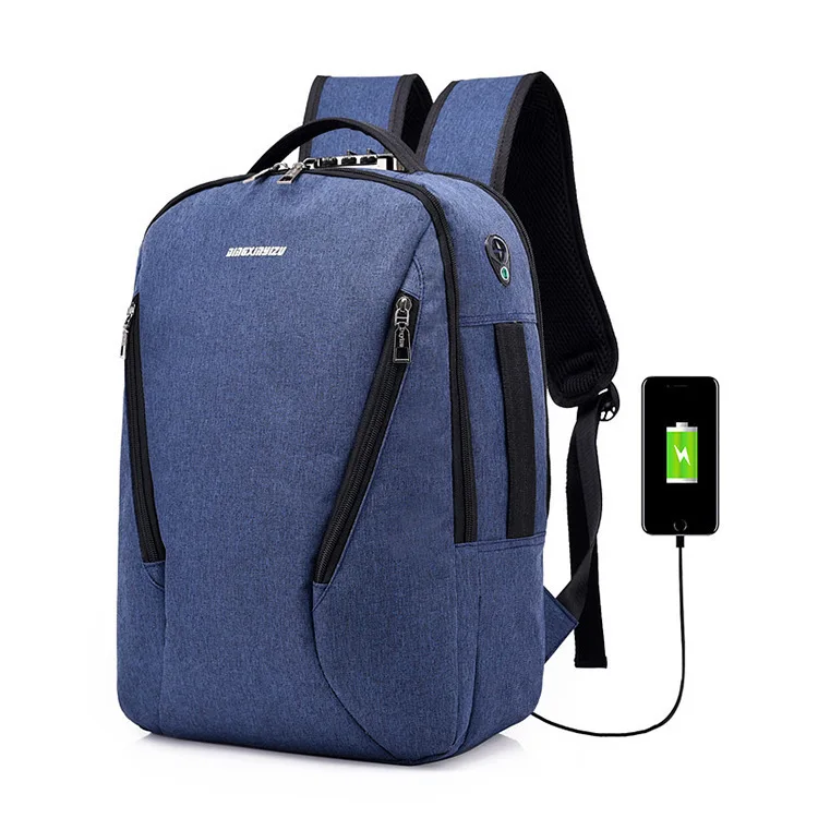 New anti-theft code lock computer backpack charging usb backpack waterproof male casual business computer bag