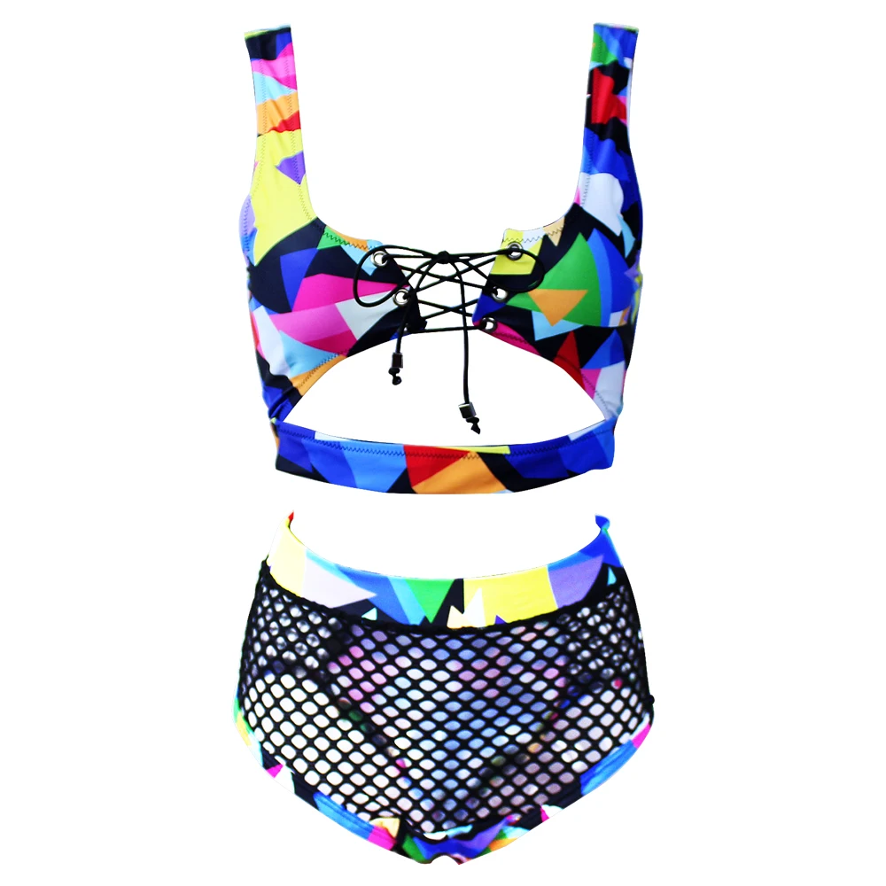 Tw716 Sexy African Print Women Swimsuits Push Up High Waist Beach