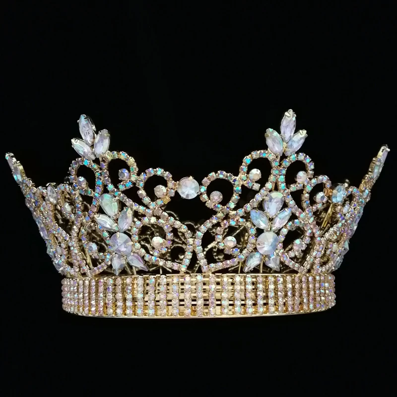 Wholesale Customized Pageant Full Round Gold Plated Pageant Crown - Buy ...