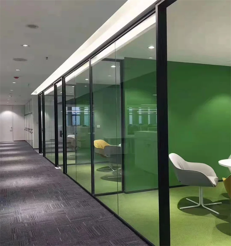 product 26mm slim aluminum frame single glass office partition for hospitals schools and office buildings-6