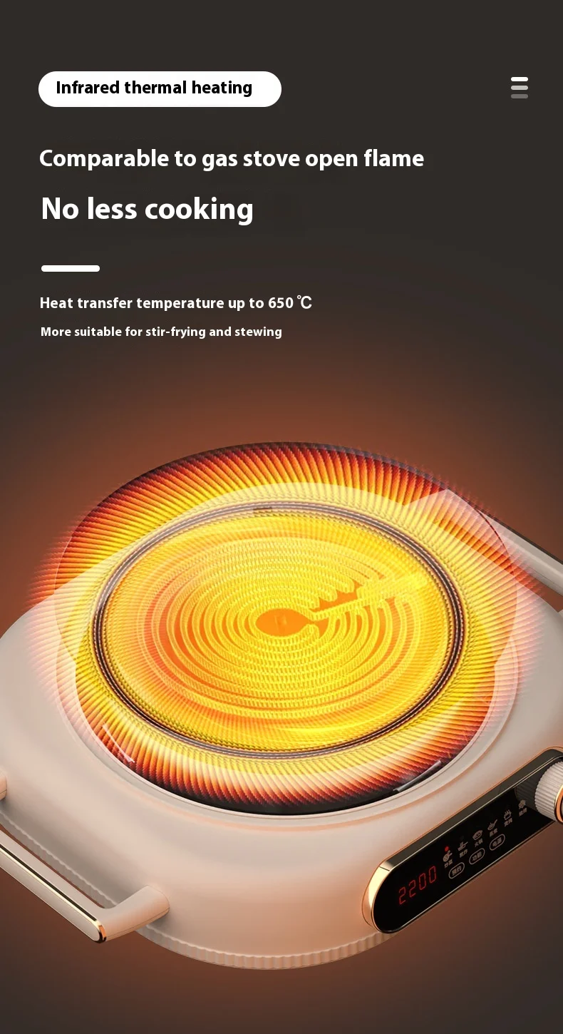 3500W High Power Smart Electric Ceramic Cooktop with Semi-Crystal Panel & 3H Timer for Home Use