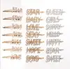 Kaiemi Bohemian Crystal Letter Hair Pins Women Party Wedding Trendy Barrettes Hair Jewelry Girls Gifts Statement Hair Clips