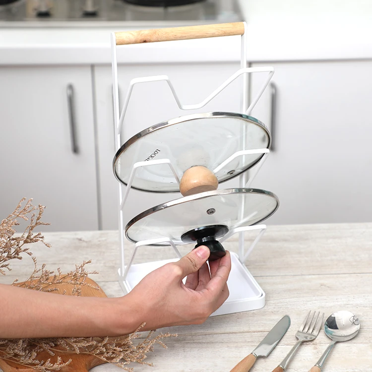 Newstyle Kitchen Drying P Pot Lid Rack With Wood Handle Cookware Cover