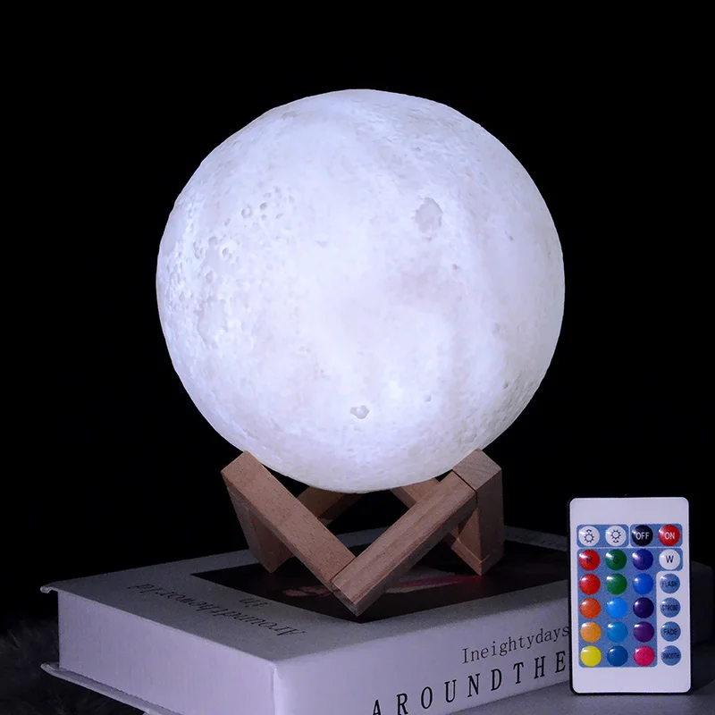Home decorative 3d moon night light 3d moon lamp with dimmable touch control for kids
