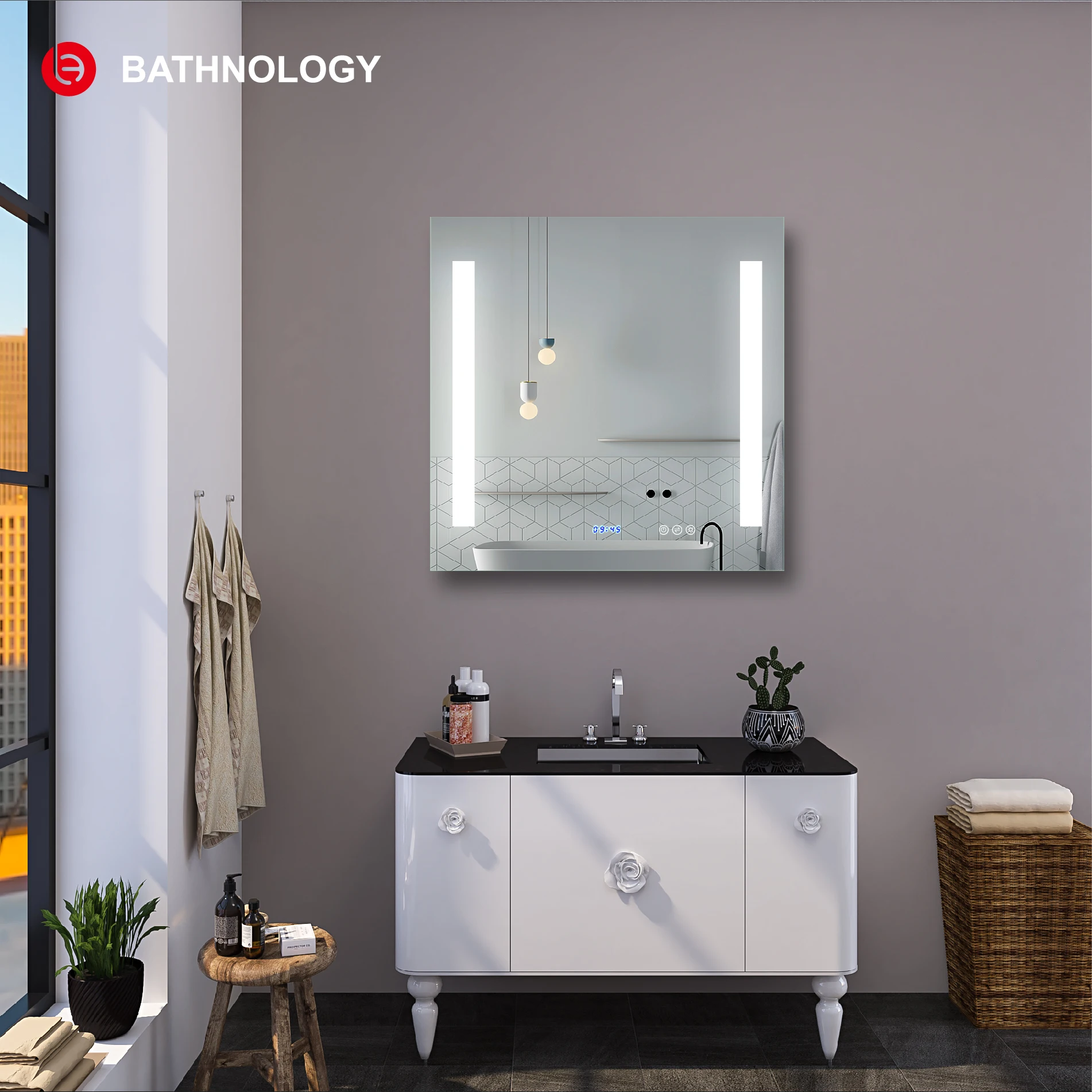 Waterproof Designer MLB6080 Metal Rectangle Room Magic Magnifying Vanity Mirror Photo Frame Bathroom Led Mirror With Light