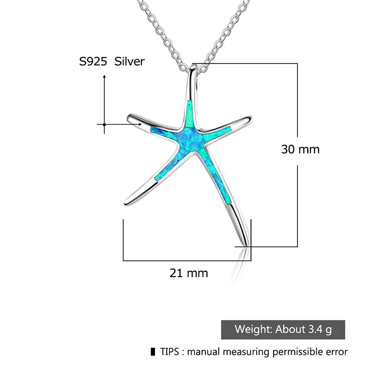 product-Boho Female Big Sea Star Pendants Necklaces, 925 Sterling Silver Wedding Necklaces For Women