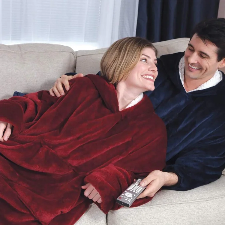 Custom Wearable Comfy Winter Adult Oversized Sherpa Blanket Hoodie