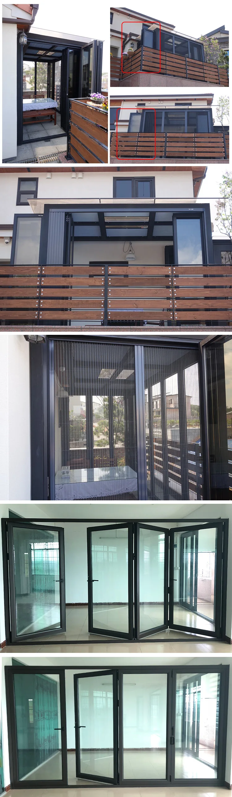 North American low-e glass accordion kitchen custom bi fold aluminum folding entry doors for veranda house