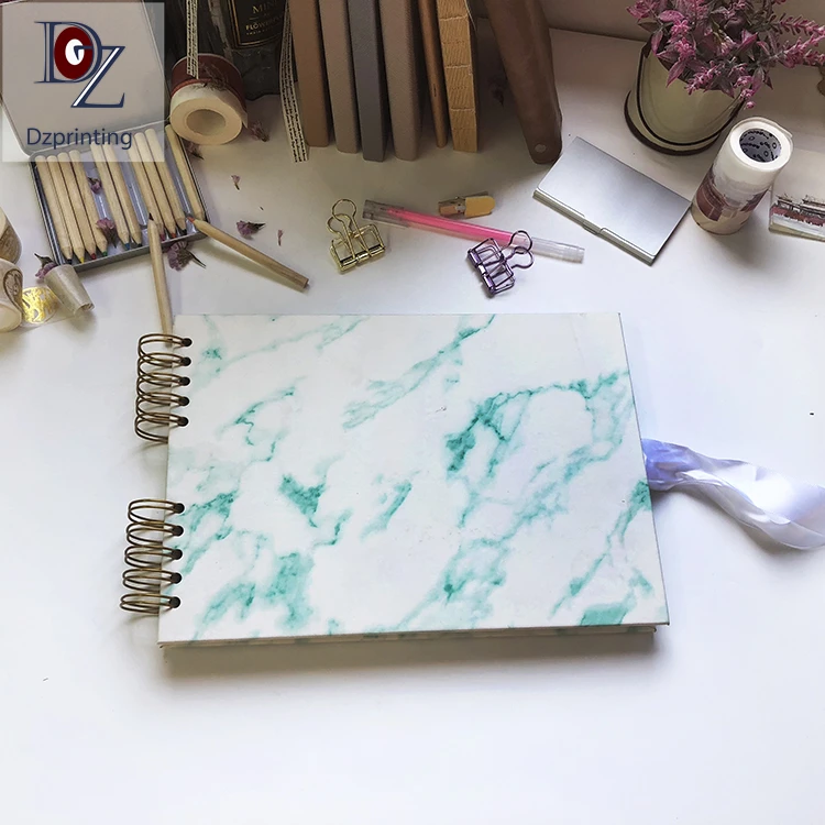 product-Guangzhou photo album manufacturer spiral bound DIY marble leather photo album for 5x7 photo-3
