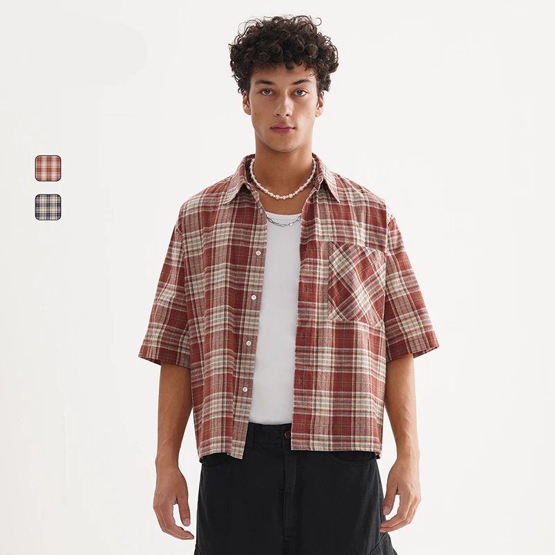 cropped mens dress shirt Loiter Studio Cropped Button Up Shirt Light Blue