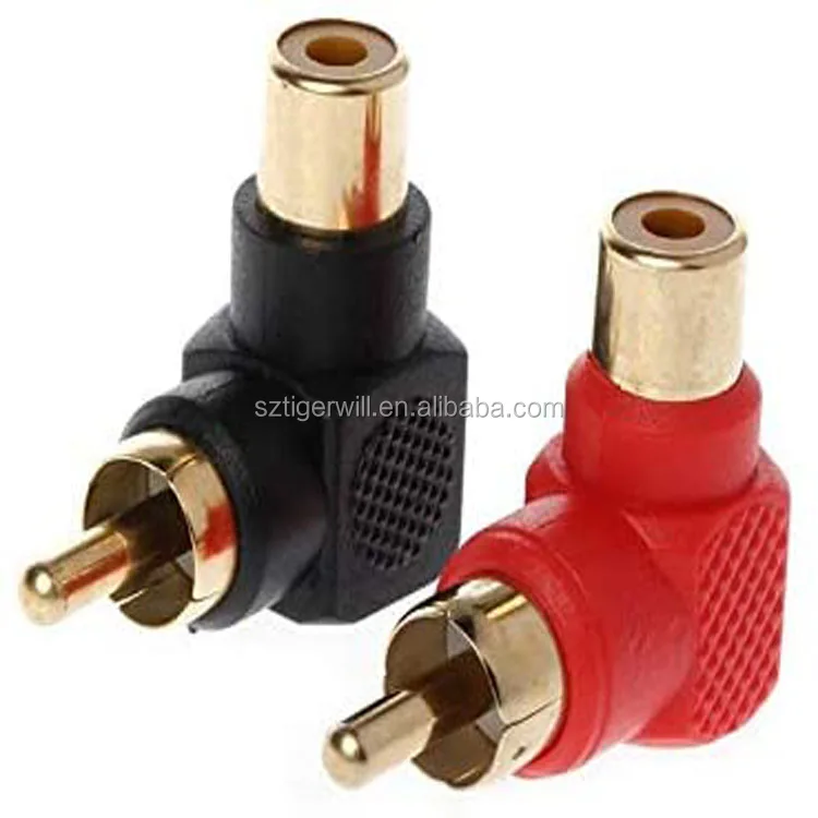 2pcs/set Gold Plated Right Angle RCA Adaptor Male to Female Plug Connector.JO 