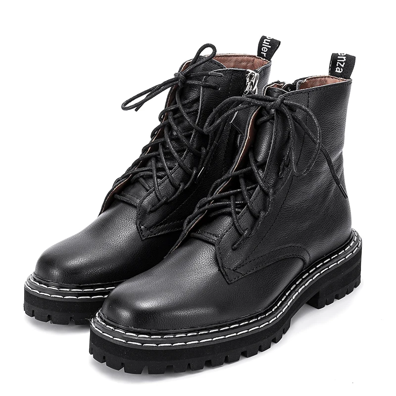 中国工厂黑色真皮平底长靴女马丁鞋女孩 - buy boots,leather boots