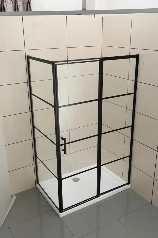 
Cheap black aluminum profile bathroom lowes 3 sided shower cubicle tempered glass bath pivot shower cabin shower enclosure door 