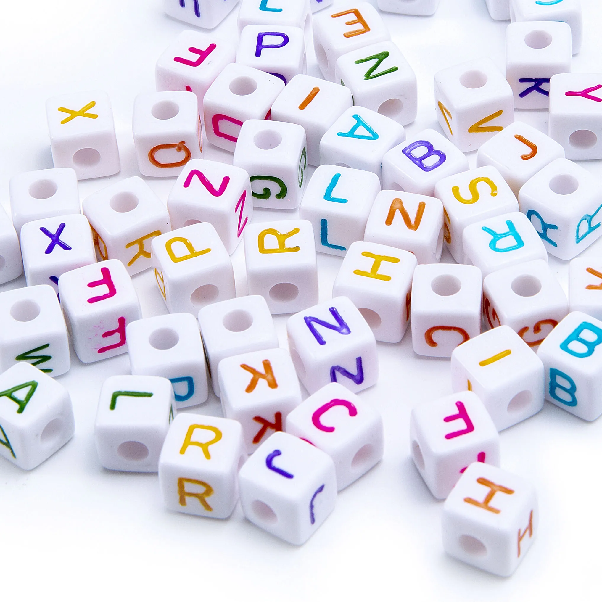 
10X10mm Cube Shape Mix Color clear Acrylic beads with letters beads for jewelry making 8148# 
