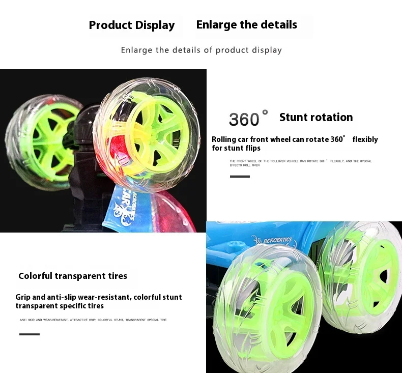 Wholesale Large Light Music 360 Degree Rolling Remote Control Stunt Dump Truck Cross-Border Charging RC Cars Toy