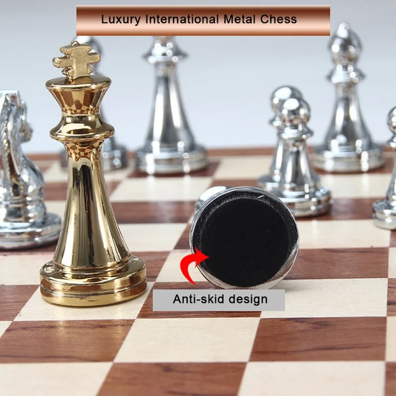 Quality Zinc Alloy Metal Chess Table Set Classic Game Collection Metal