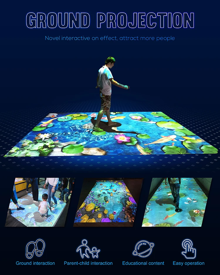 Amusement Rides Kids Games 3d Interactive Hologram Floor Projection