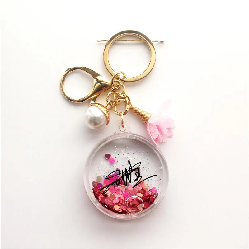 Custom Acrylic Liquid Fill Glitter Keychain Round Buy Liquid Keychain