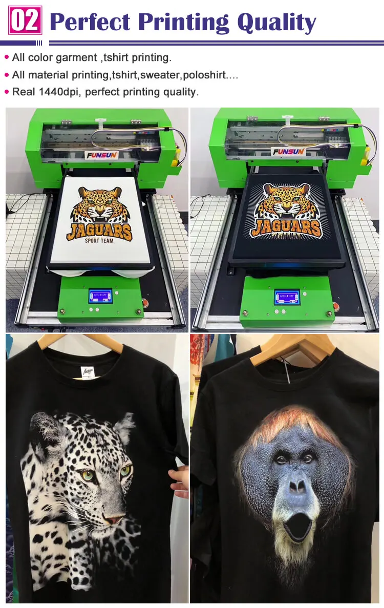 FUNSUN DTG Cloth Garment Inkjet Printing Machine Dtg T-shirt/T Shirt Garment Digital Printer 