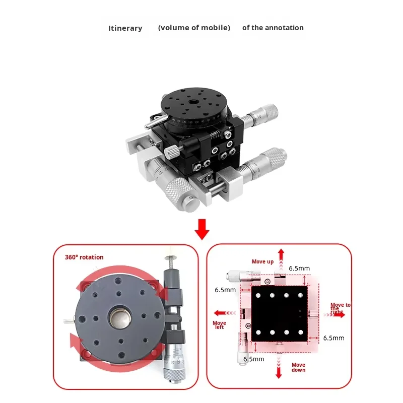 product xyr axis displacement platform lsp90 three axis manual precision fine tuning mobile optical rotating slide table aluminum-17