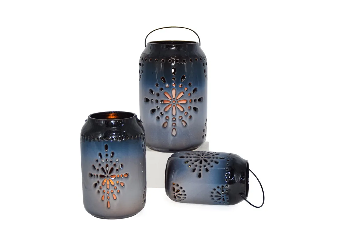 Classic Hollow Ceramic Candle Holder for Pillar Candles Home Decor