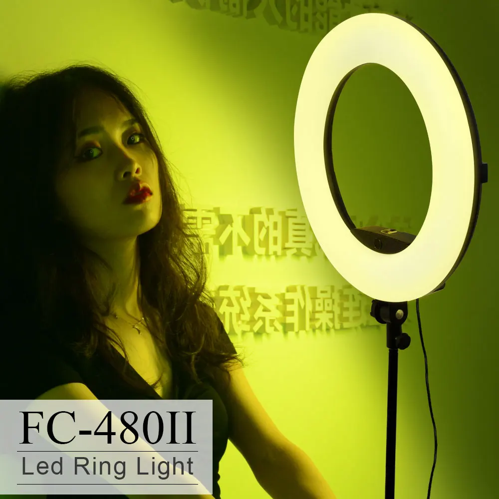 Battery powered 95CRI 2700k-9990k led ring light with mirror phone holder remote continuous video light FC-480