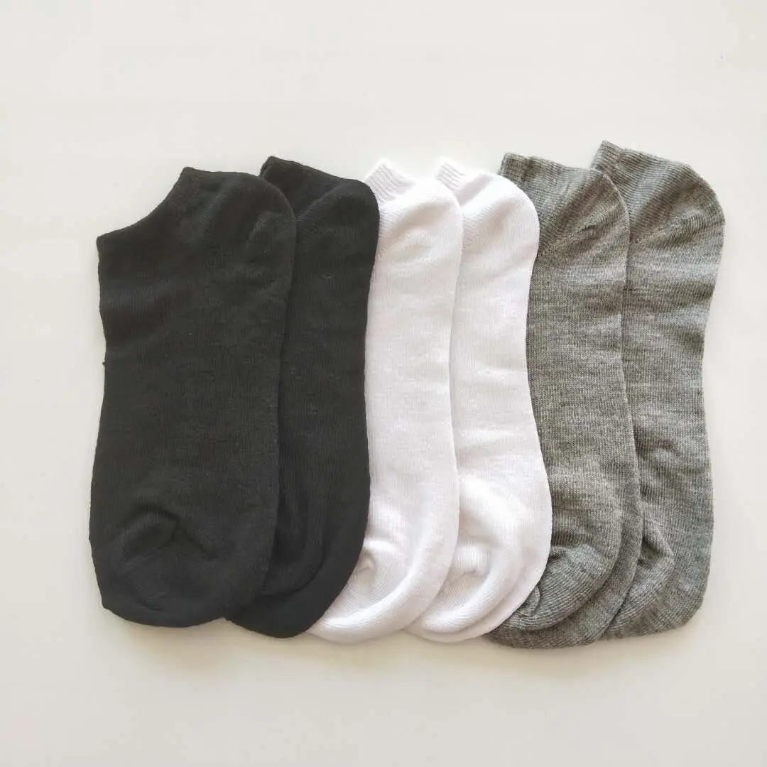 纯色男士袜子涤棉袜子黑白灰吸汗防臭袜子