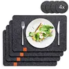 Grey Felt Placemats Set of 6 Absorbent Table Mats Non Slip Washable Heat Resistant Place Mats With Glasses Coaster