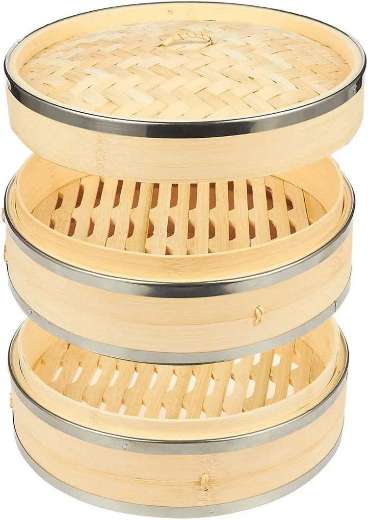 dumpling mini 10 inch steel bamboo steamer basket for restaurant