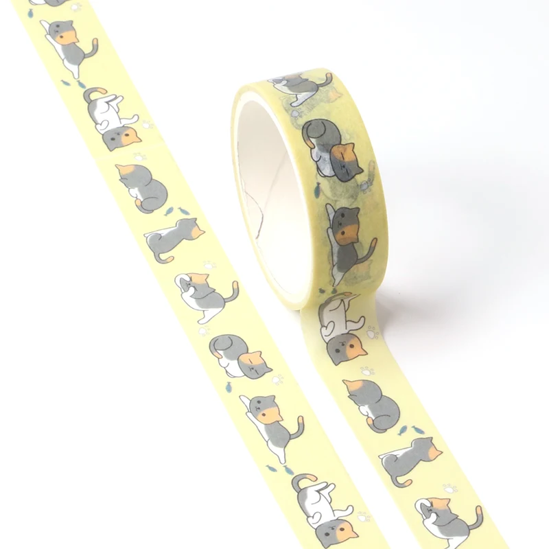 Cute Cartoon Lazy cat Masking Washi Tape Decorative Adhesive Tape Decora Diy Scrapbooking Sticker Label Kawaii Stationery