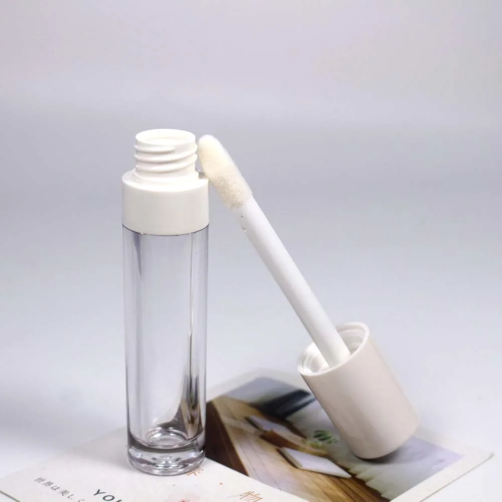 8毫升空大刷唇彩管圆柱形化妆品容器白色黑色裸帽