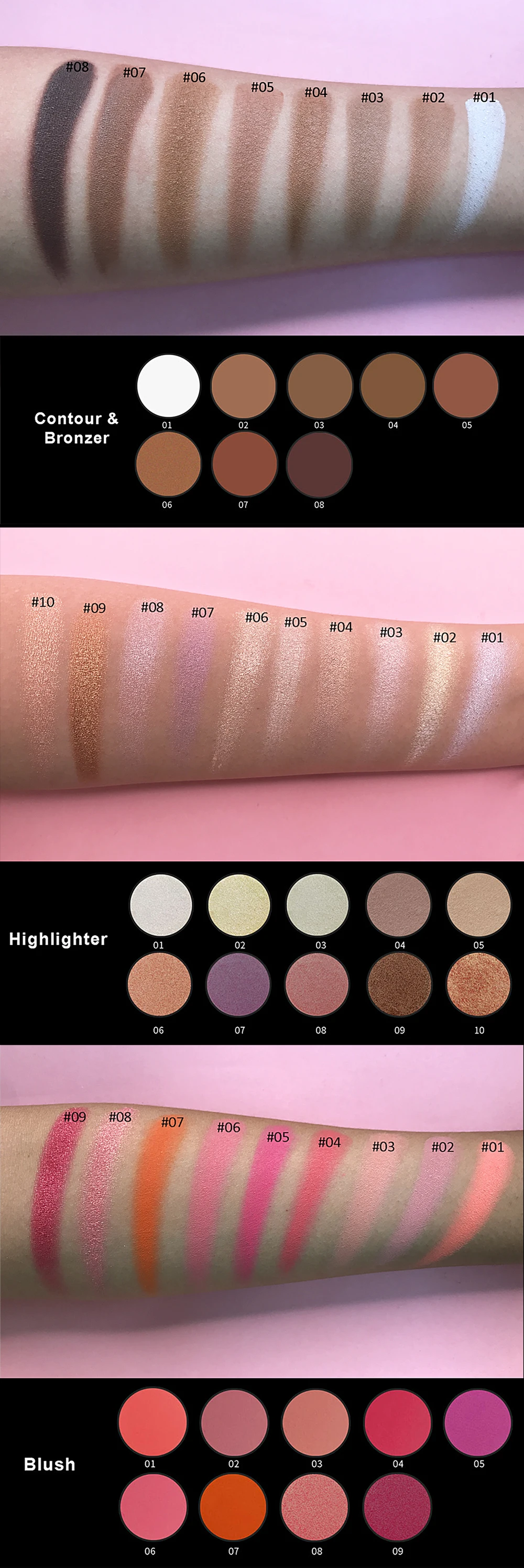 2019 Best Selling Face Makeup Blusher And Highlighter 2 In One White