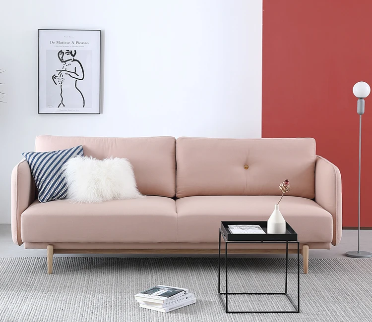 Cute pink Italianate style Living room furniture l shaped  modern fabric  sofa home