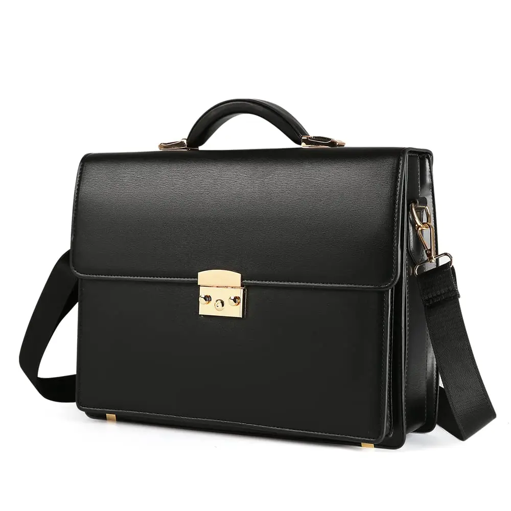 Mens Briefcase Leather Locking Briefcases For Men Business Laptop