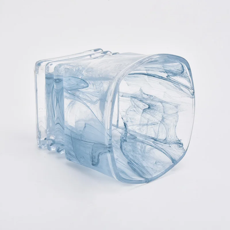 Wholesales 130ml Smoky Blue Glass Candle Holders Votive Candle Jars for Soy Wax Home Decor