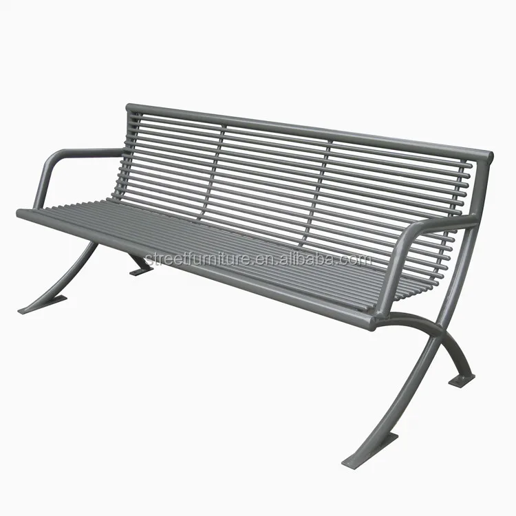 Metal Street Furniture Outdoor Steel Park Garden Bench With Backrest ...