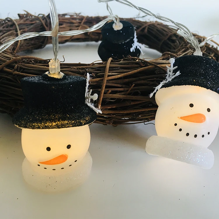 Christmas Decoration Indoor Black Hat Snowman String Light