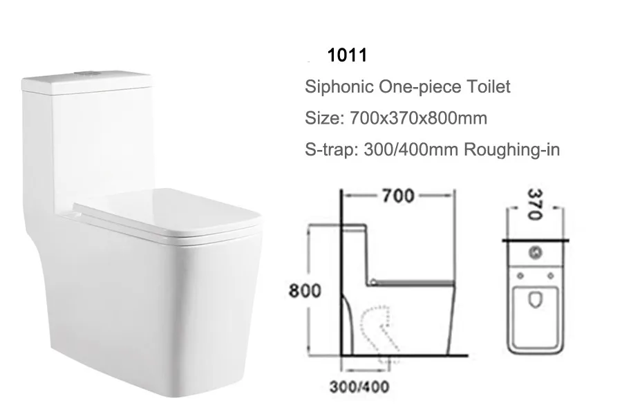 Sanitary Ware Ceramic Wc Square One Piece Siphonic Bathroom Toilet  1011