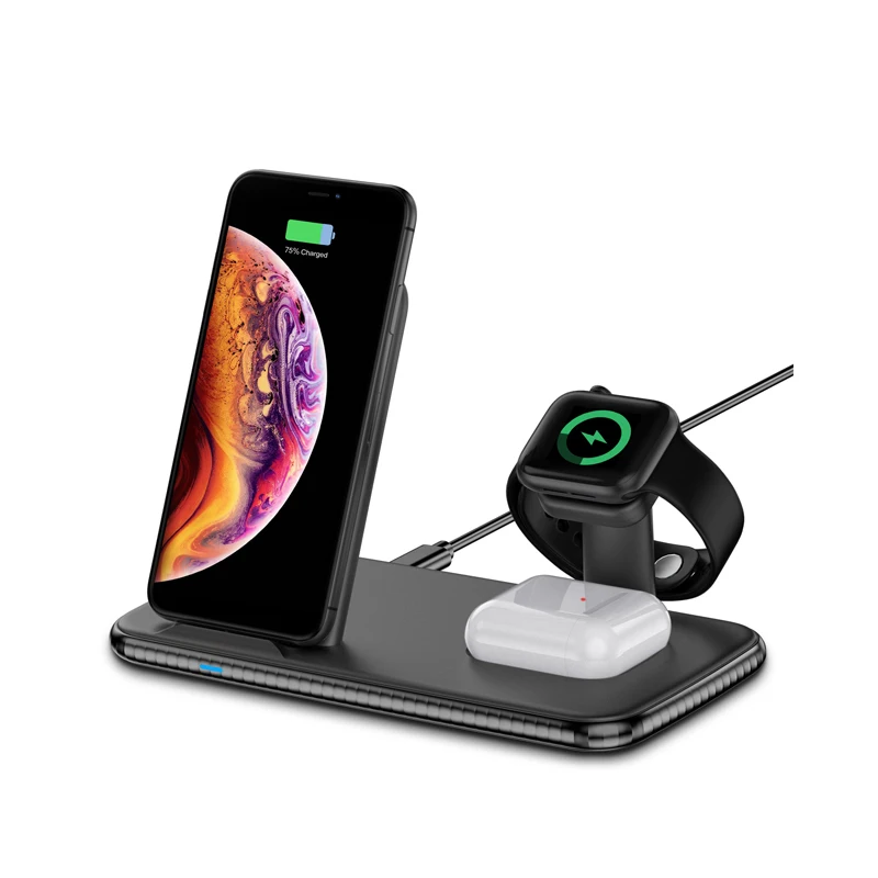 IBD Portable Wireless Charger For Apple Watch Charger 4 In 1 Universal Slim Mirror 15W Wireless Charger With Lamp