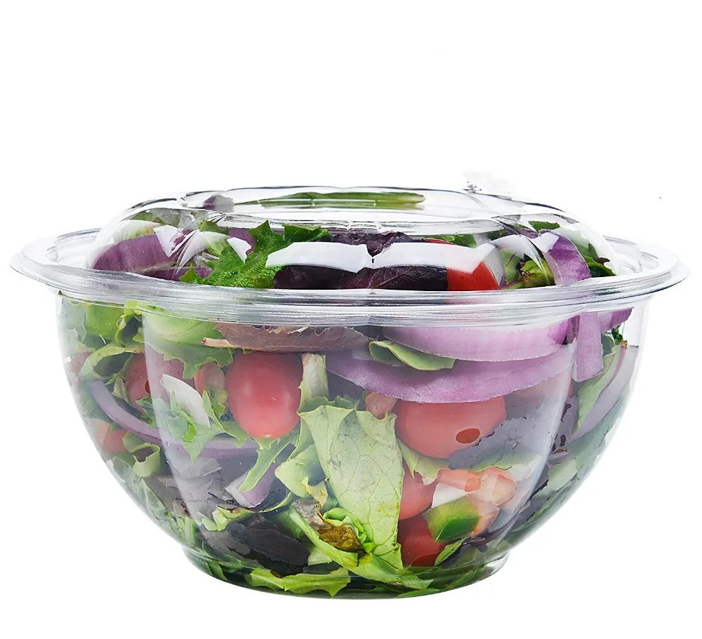 32oz Clear Plastic Disposable Salad Bowls With Lids Standard Size Buy