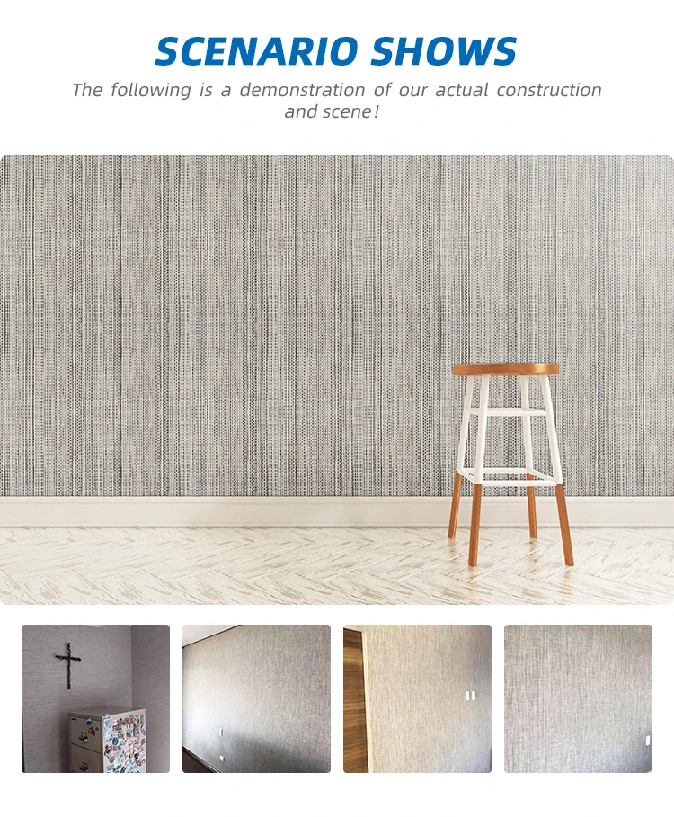 Eco-Beauty Fireproof Waterproof Anticorrosion PVC Wall Covering Woven Vinyl Wallpaper/Wall Coating Spain Style
