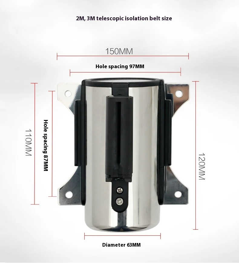 Wall-Mounted Stainless Steel Traffic Barriers 2m Wire Spool 1.0m Wire Barrier Tape Retractable 3 Cash Register Barrier 5m supplier