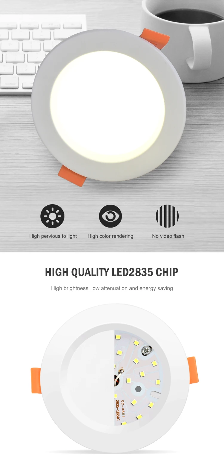 Round Shape Residential 5W Aluminum Plastic 5W Ultra-thin LED Ceiling Panel Lights
