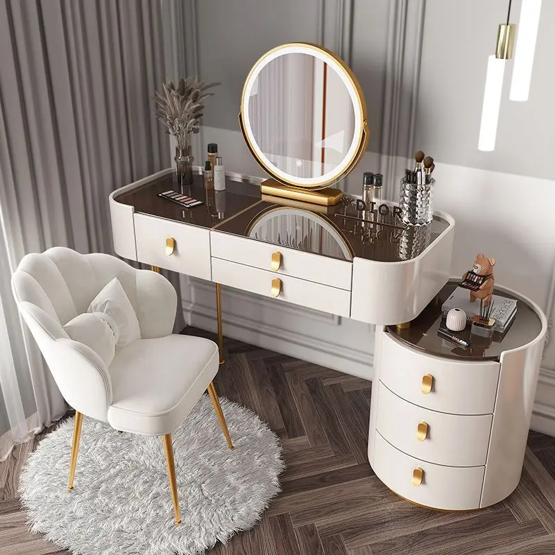 modern dressing table mirror UPGENT Minimalist Table, Makeup Vanity with Mirror, Bedroom Furniture Cosmetics Dresser Gift for Girls Women, No Stool (Color : Walnut, Size : 80CM) : Home & Kitchen Combining minimalist and victorian style Asense | Top Dressing Table