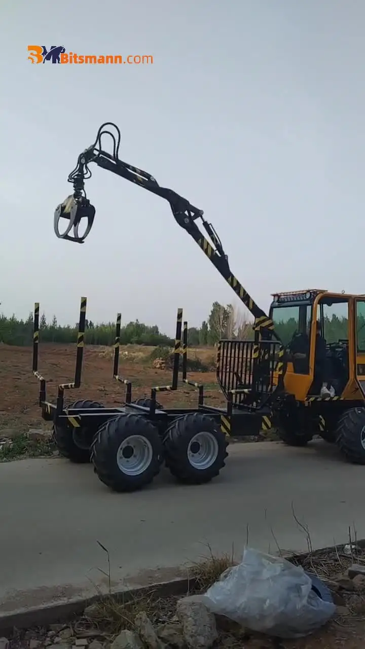 BITSMANN Ton Wood Compact Forwarder Hydraulic System Forest Logging  Machine with Engine Sale Compact Timber Transporter
