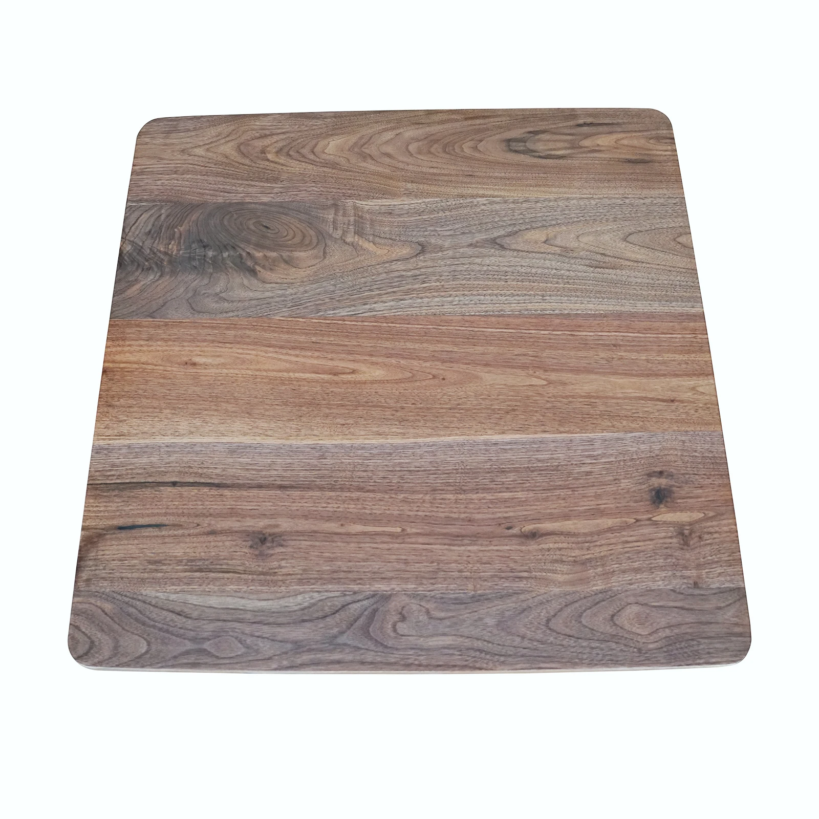 Modern Square Base Black Walnut Wooden Edge Glued Side Coffee Table