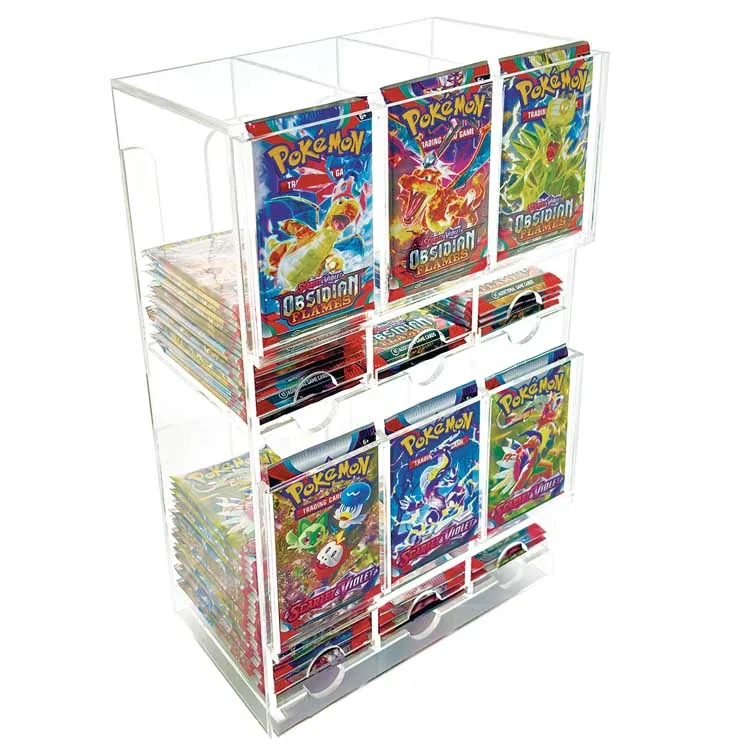 pokemon trading card dispenser CHEPULA 3-Slot Booster Pack Dispenser, Storage, Acrylic Booster Box for Card/Sports Booster Packs (4mm Thick) : Toys & Games and more card vending machine for pokemon,