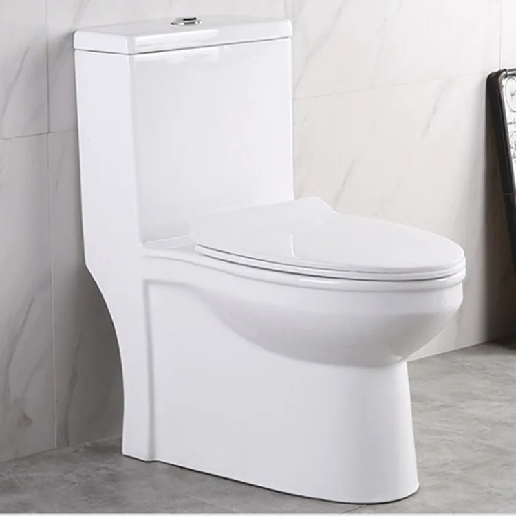 Bathroom one piece siphonic flushing method water closet toilet